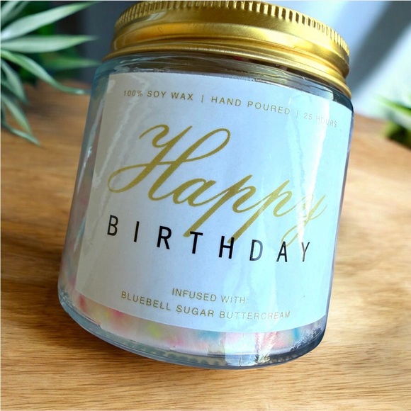 The Candle Shop Other - Happy Birthday Soy Wax Candle bluebell sugar and vanilla cream single wick NEW